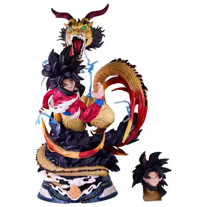 42cm Anime Dragon Ball Dragon Fist Super Four Son Goku Large-Sized Figure Pvc Double Headed Model Ornaments Kakarotto Statue Toy