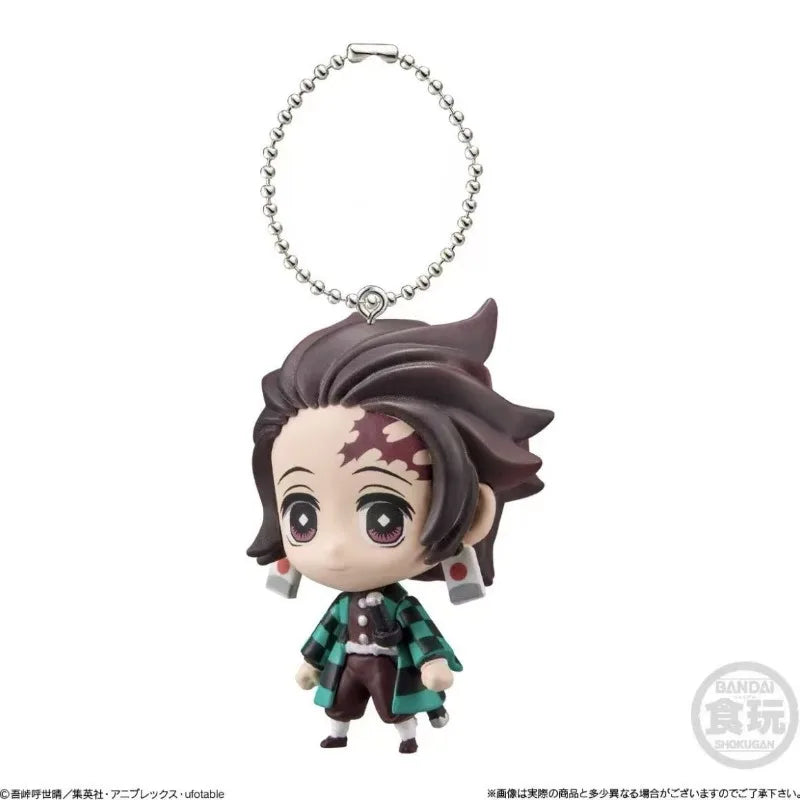BANDAI Demon Slayer Action Figures Model 4CM Tanjirou Giyuu Obanai Sanemi Nezuko Kanae  Key Chain Pendant Series Original