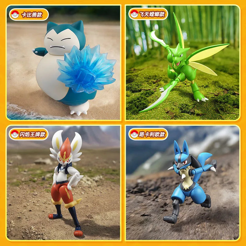 BLOKEES Original POKEMON Snorlax Lucario Scyther Cinderace Charizard Classic Special Effects Accessories Action Figure Toy Gift