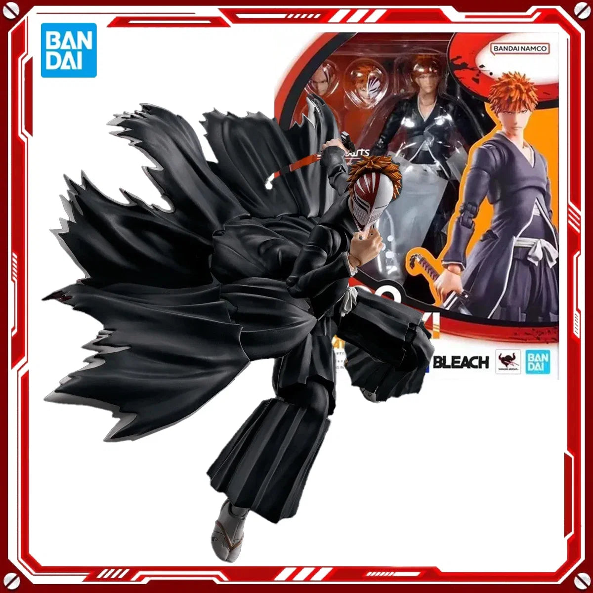 Bandai Genuine Bleach Anime Model Kits Kurosaki Ichigo Getsuga Tensho Toys SHF Action Figure Assembly Model Gift for Kids School