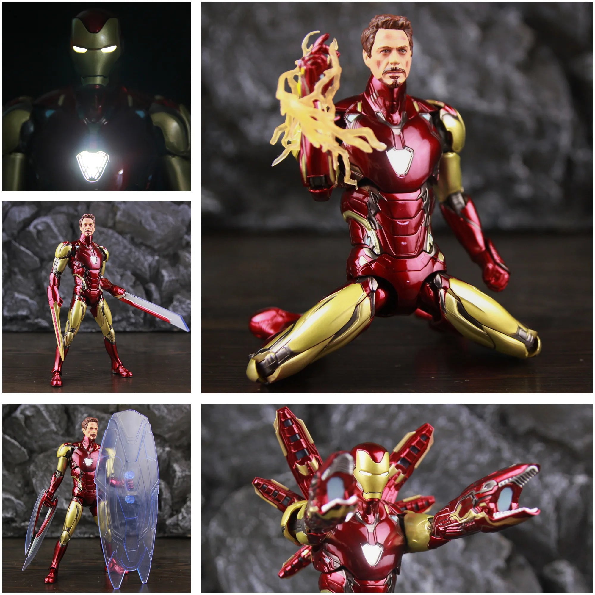 ZD Toys Marvel Iron Man MK85 2.0 LED 7" Action Figure The Infinity SAGA Mark LXXXV 1.0 Mark 85 Hologram Shield Nano Weapons Doll