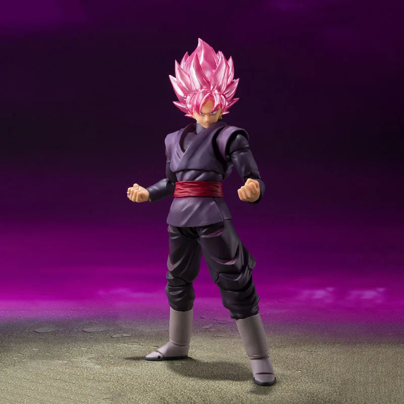 Bandai Original Genuine Figure Dragon Ball Model Kit SHF Goku Black Super Saiyan Rose Collection Action Figure Model Boys Toys