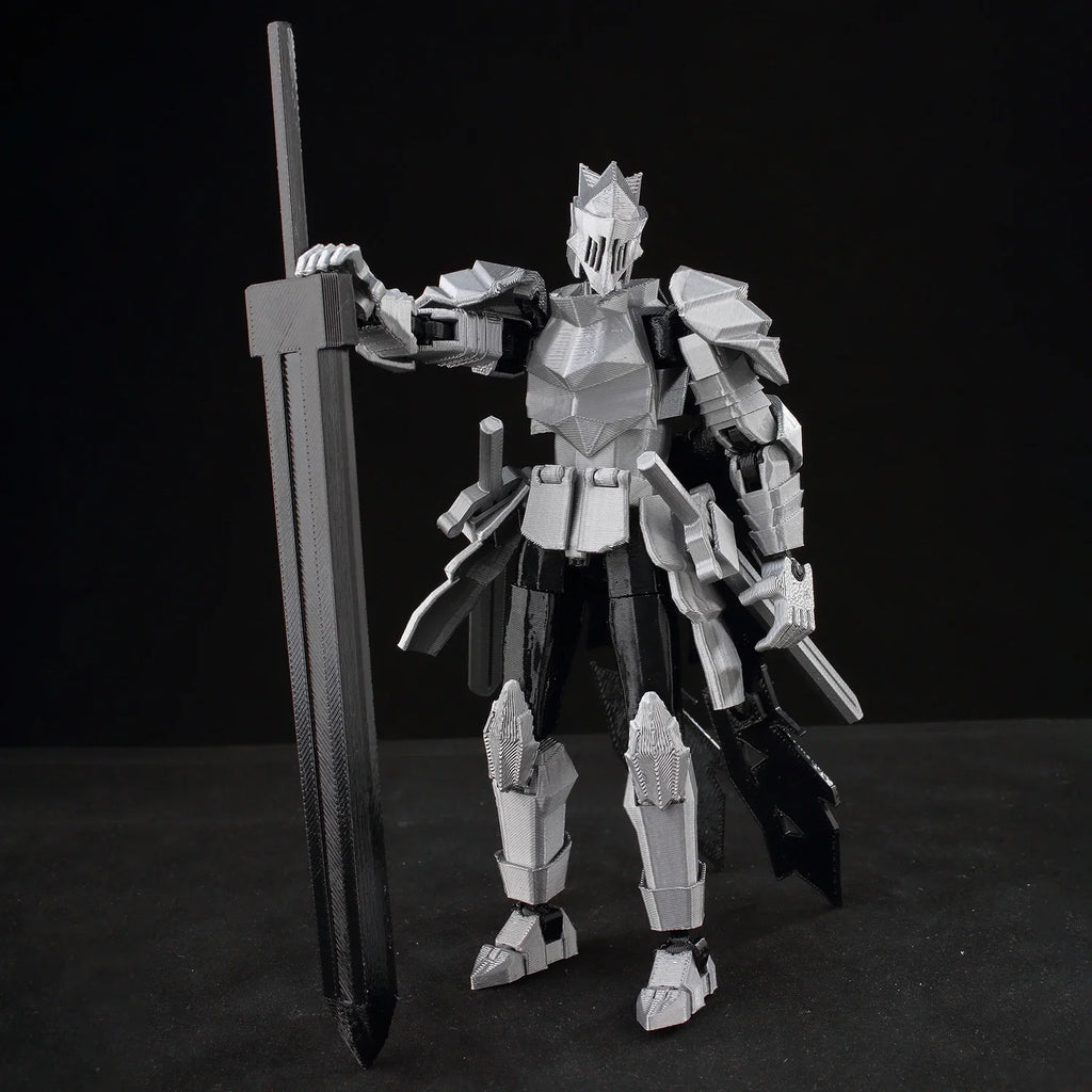 9L3D Lucky13 Silver Knight Robot Action Figure Dummy13 with Giant Sword T13 Multi-Jointed 3D Printed Collectible Toy Titan13