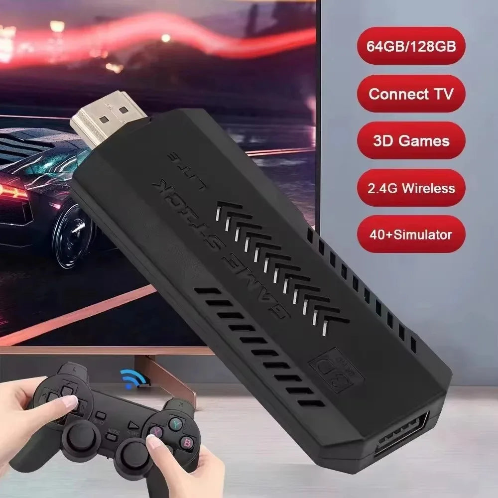 X2Plus Retro Video Game Stick 4K HD 3D 64GB 30000+ Games Multi-Emulator Wireless Controller for PS1/N64