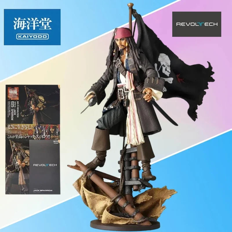 KAIYODO Original Revoltech Series Jack Sparrow Anime Action Figure - Pirates of the Caribbean Model Toy Ornament Gift for Boys