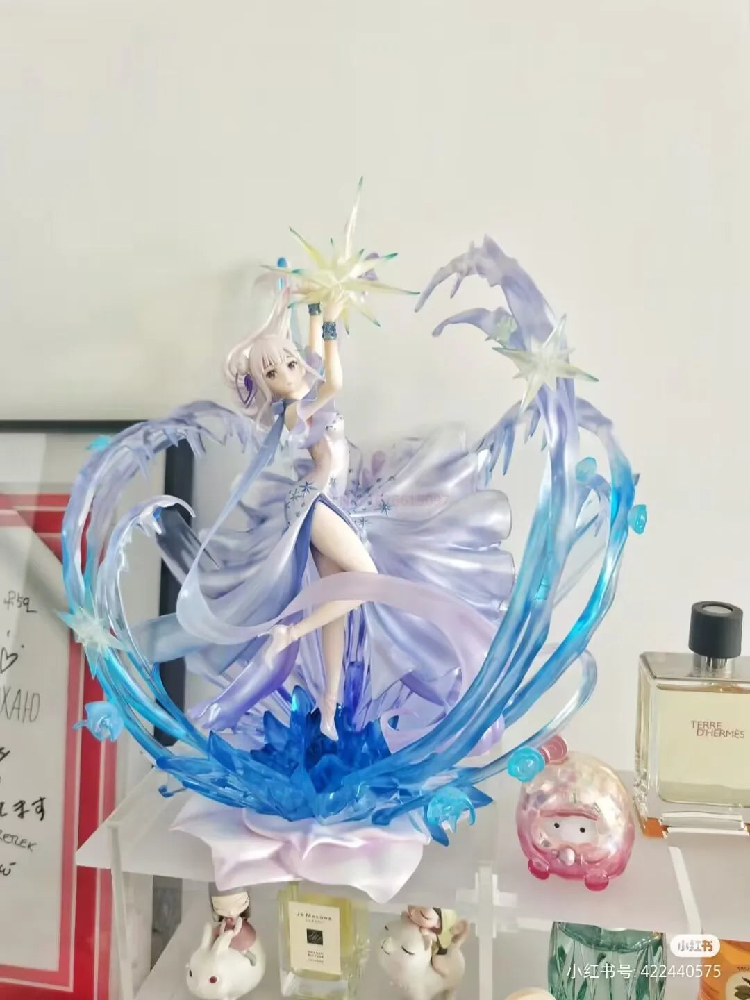 Anime Re:zero Starting Life In Another World Emilia Crystal Dress Ver. 1/7 Complete Pvc Action Figure Model Light Up Gifts Toys