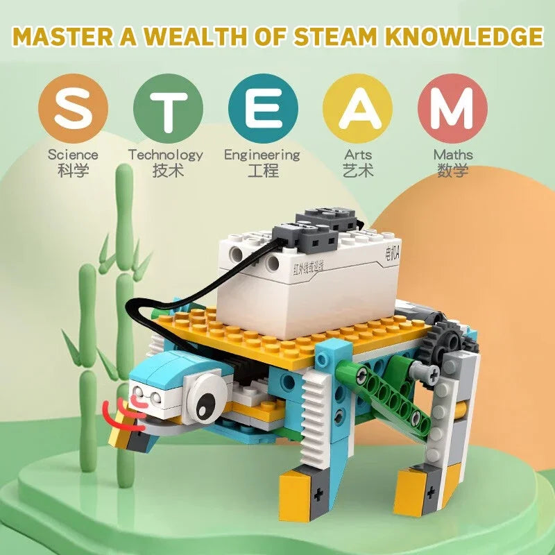 STEM Educational Building Blocks Kit Programmable Robot Brick High-Tech Steam Puzzle Assembly for Early Science Learning