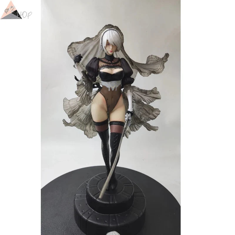NieR:Automata Nier Bridal Gown Figure, Dual Interchangeable Head Sculpts, Elegant Collectible Model Gift for Fans