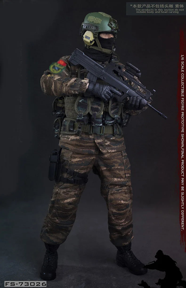 FLAGSET FS73026 1/6 Tactical Camouflage Suit Chinese Armed Police Special Forces Falcon Commando Suits 12" Action Figure Body