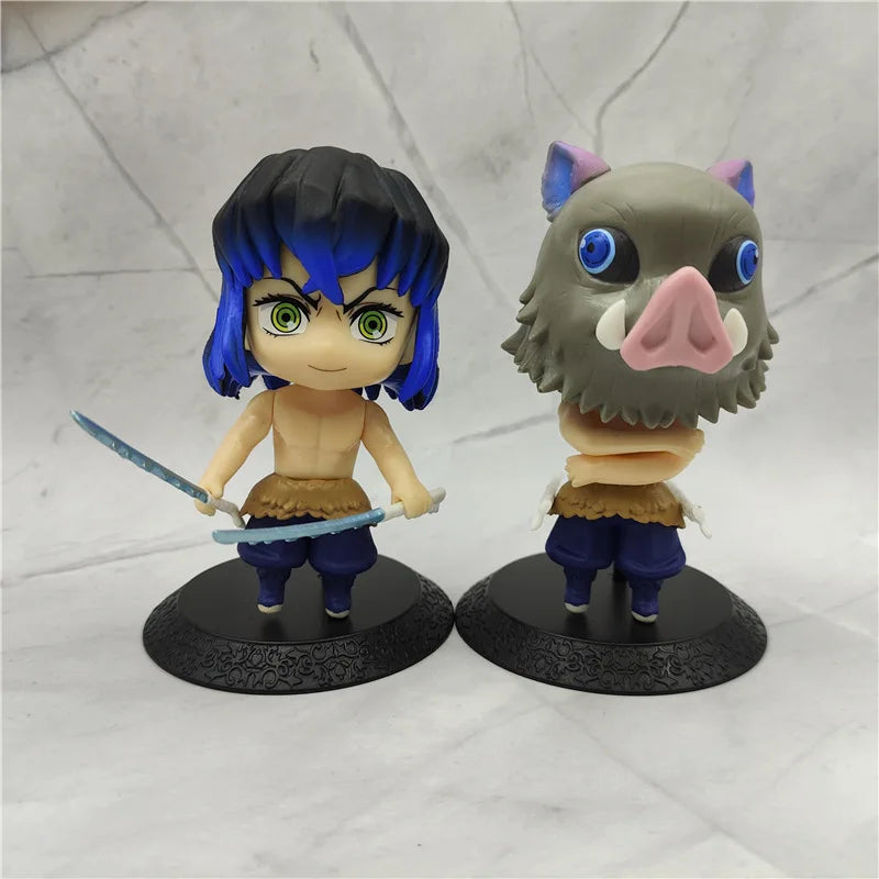 10pcs/set Anime Demon Slayer Kamado Nezuko Kamado Tanjuurou Battle Version Action Figure Collectible Models Toys About 9 cm