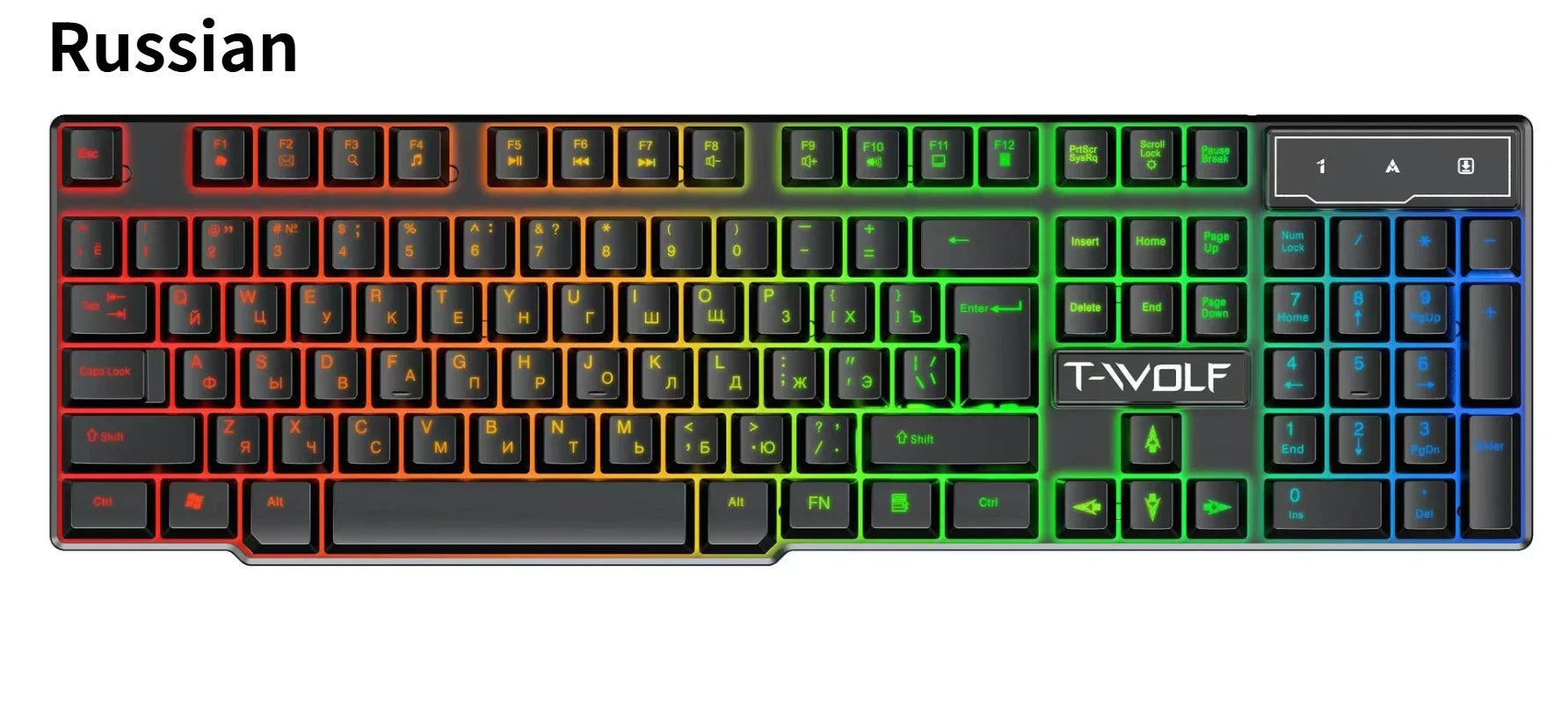 TF200 Wired Keyboard Mouse Combos 104 Keys RGB Blacklight Multi-function USB Gaming Keyboard English Russian for Game Office