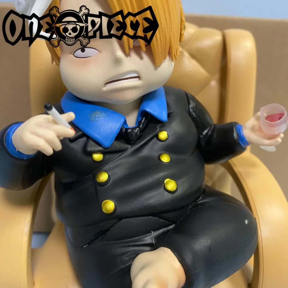 One Piece Chubby Sitting Figure Set - Cute Q Version Luffy, Zoro, Sanji Anime Collectible Desktop Decor
