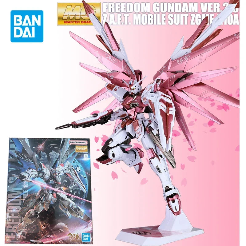 Bandai Freedom Gundam Action Figure MG Pink Sakura 2.0 Freedom Gundam Model Kit Toy Paint Modification