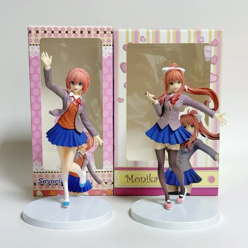 New Anime Doki Literature Student Uniform Club Action Figure Model Cute Pretty Girl Toy Monika Sayori Collectible Toy Xmas Gifts