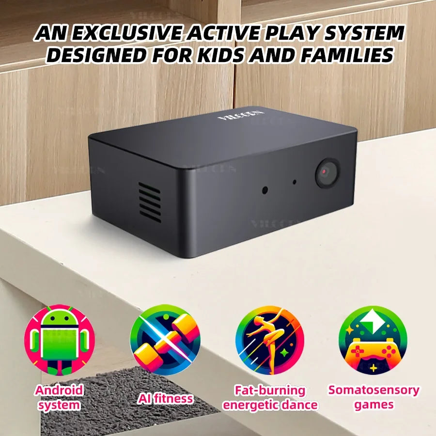 VILCORN AI Motion Sensing Game TV Box Octa-core Processor WiFi Active Play System for Kids & Family Somatosensory Gaming Console