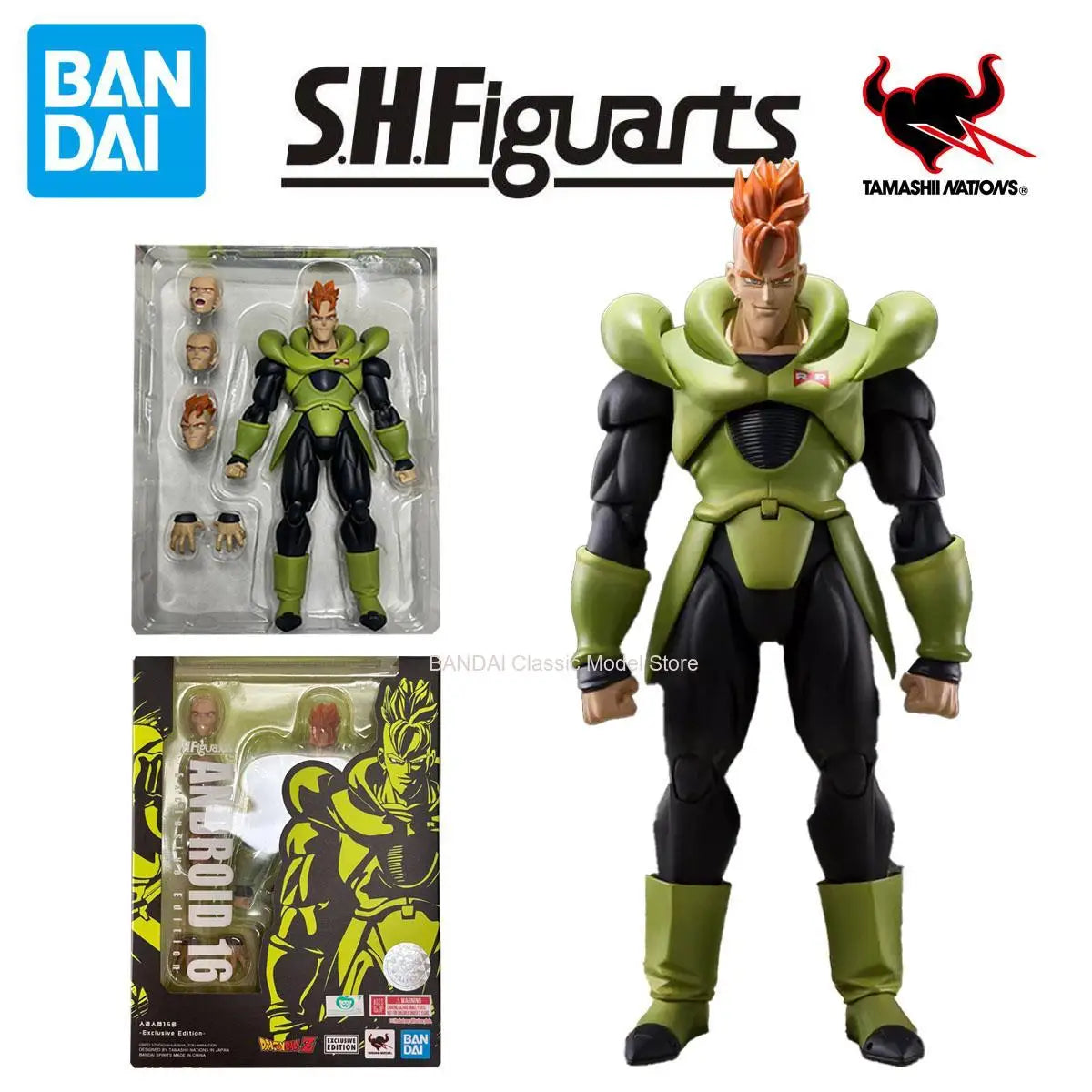 100% Original Bandai Sh Figuarts Shf Sdcc Android 16 Exclusive Edition Action Figures Anime Model Toys Figura Pvc Gifts In Stock