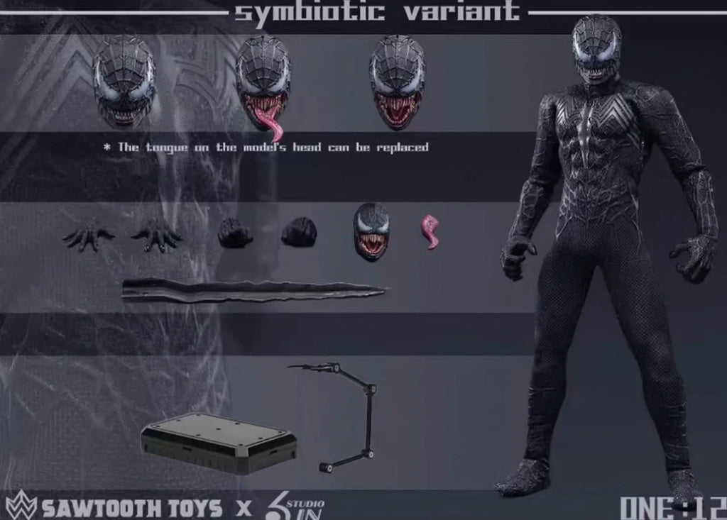 Venom Spider-Man Actionfigur Original Sammlerstück Symbiotische Variante 6 Zoll Sawtooth Anime PVC Modell Spielzeug Desktop Deko Geschenk