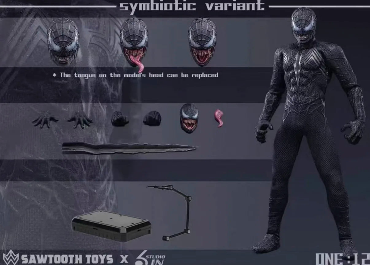 Venom Spider-Man Actionfigur Original Sammlerstück Symbiotische Variante 6 Zoll Sawtooth Anime PVC Modell Spielzeug Desktop Deko Geschenk