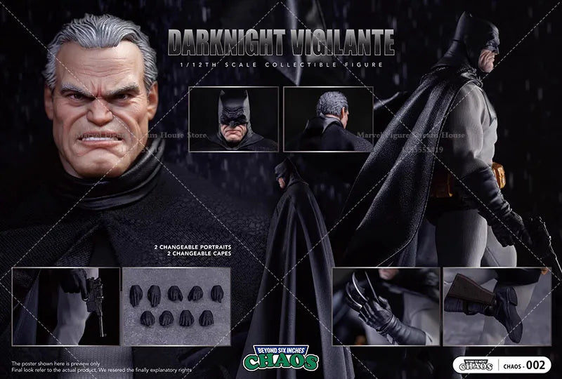 1/12 Scale Night Justice Police Bat Hero Wayne City Defender  6-inch Full Set Action Figure Male Soldier In Stock CHAOS 002