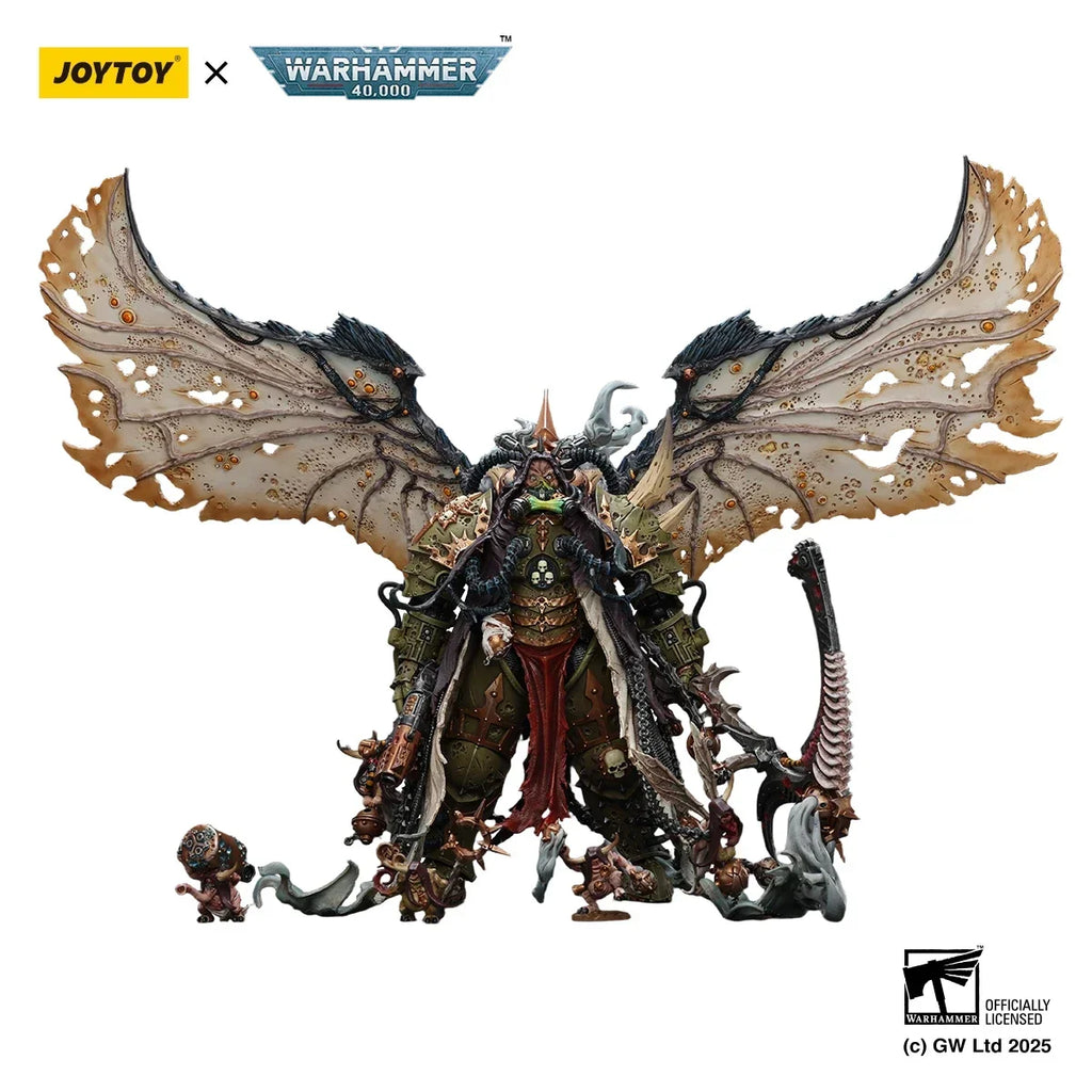 JOYTOY Warhammer 40K Action Figure Mortarion Daemon Primarch of Nurgle with Ancient weapons The Lantern and Silence Model Toys