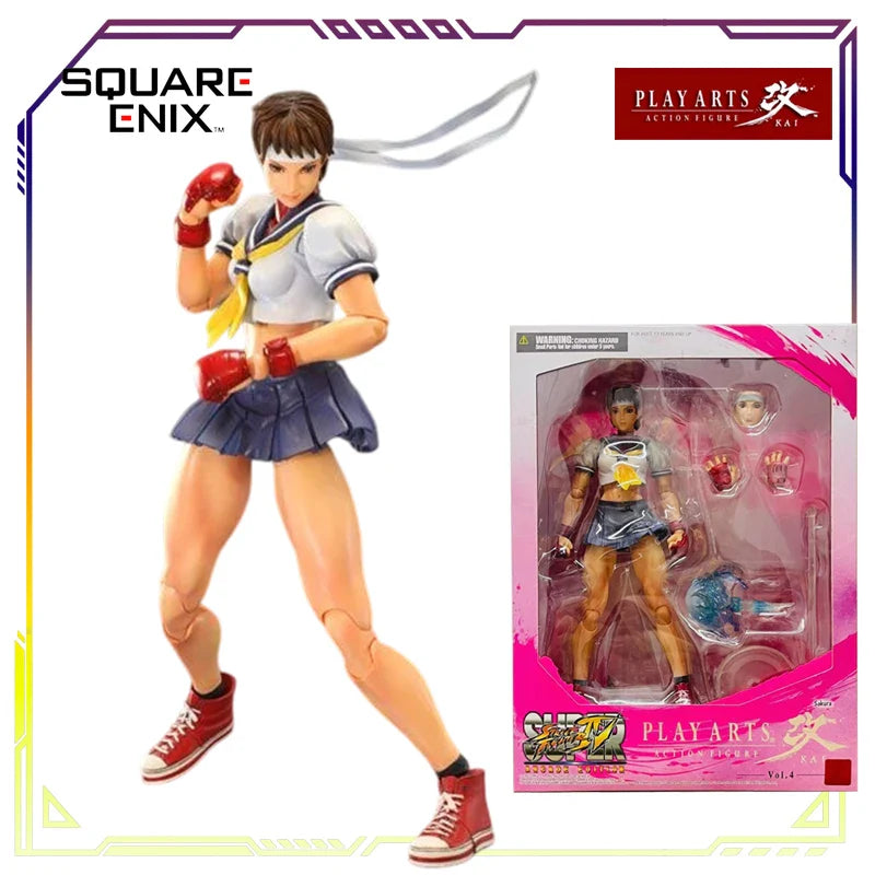 SquareEnix Play Arts Kai Street Fighter Series Action Figures - Akuma Chun-Li Cammy Ryu - Articulated Collectible Anime Figures