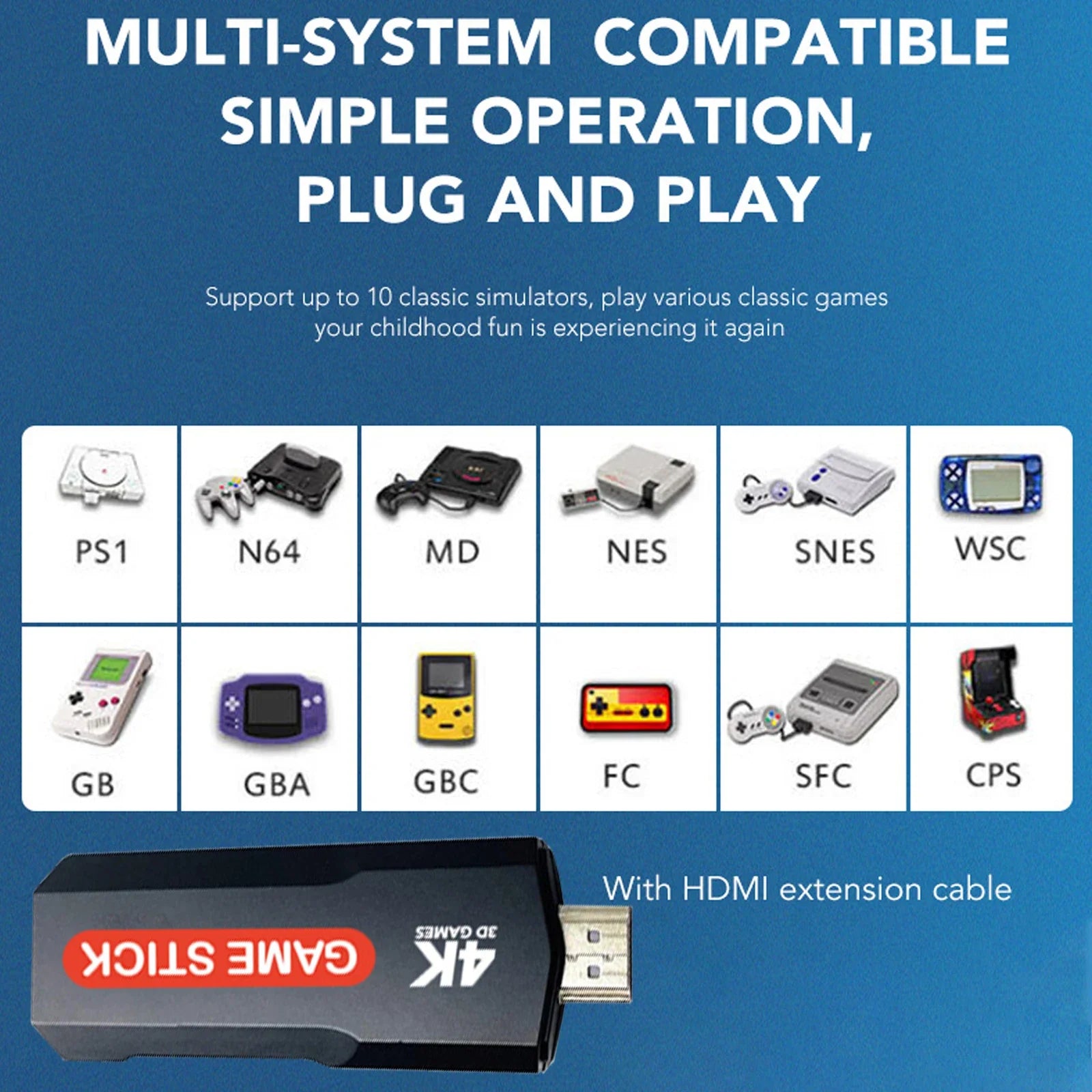 X2 Retro Game Console Game stick 4G WiFi Wireless Controller Android 30000+ Retro Game support N64 GBA HD 4K stick