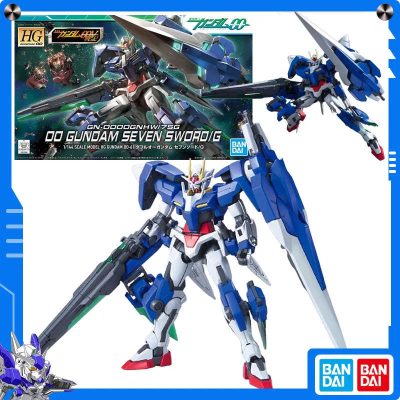 Original Bandai Gundam 00 (Double O) 1/144 HG 00 Gundam Seven Sword/G Anime Figure Assembly Model Collect Ornament Festival Gift