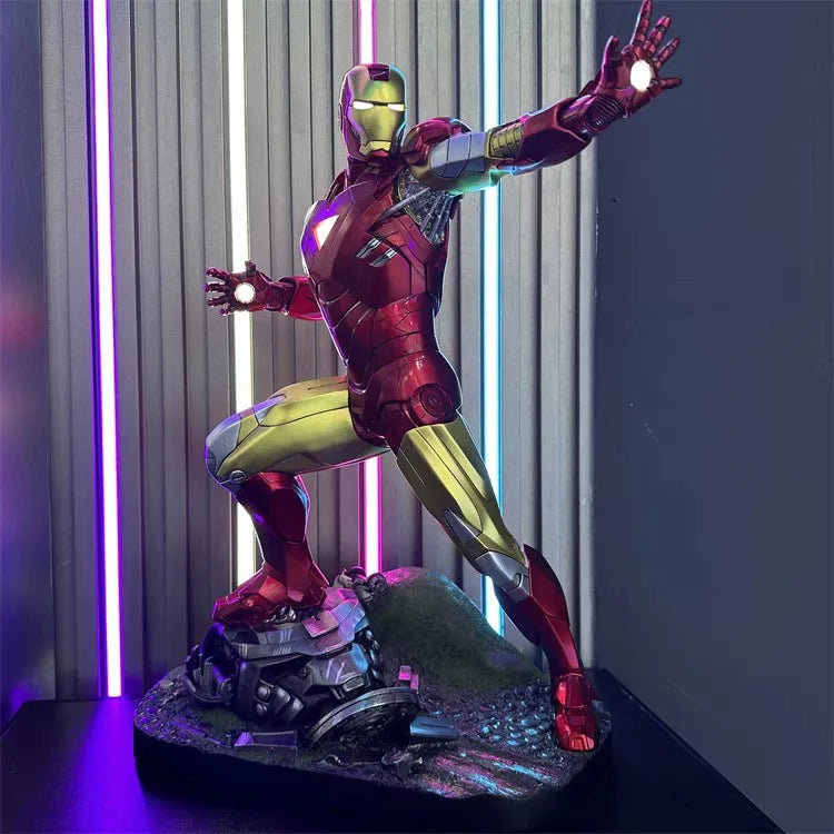 50cm The Avengers Filmfigur Iron Man Peripherer Harzmodell Szene Leuchtstatue Schreibtisch Dekoration Ornamente Geburtstagsgeschenke Spielzeug