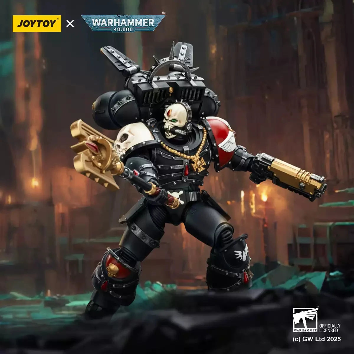 JOYTOY Warhammer 40K 1/18 Blood Angels Lemartes With Jump Pack,Blood Crozius and Absolver Bolt Pistol Soldier Action Figure Toys