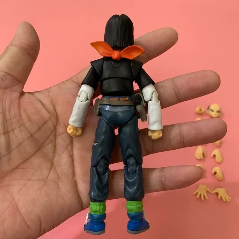 2pcs/Set Dragon Ball Super Poseable Dolls Shf Android 18 And 17 Twin Pack Model Bulk Cargo Ko Model No Box Collectibles Toys