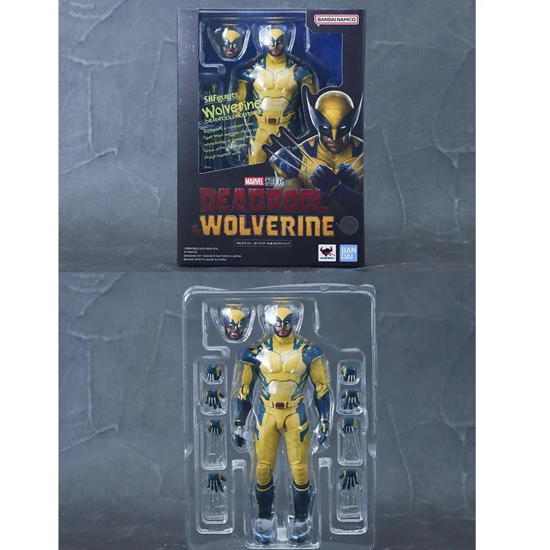Bandai Genuine SHF Deadpool Wolverine 15.5cm MARVEL STUDIOS Anime Action Figure Collectible Model Toys Ornaments Gift Children