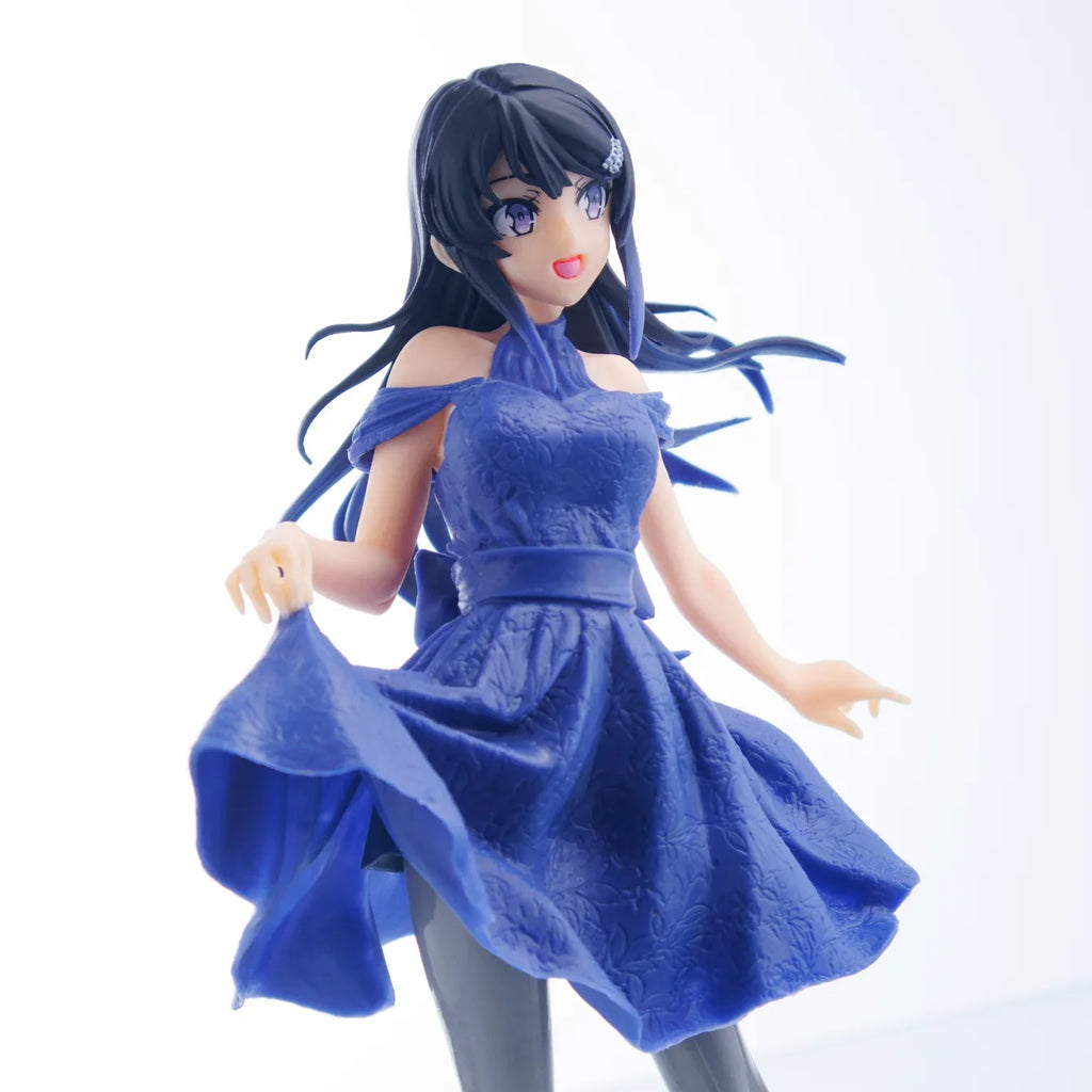 Sakurajima Mai Blue dress beautiful girl anime statue figure ornaments small gifts room decorations