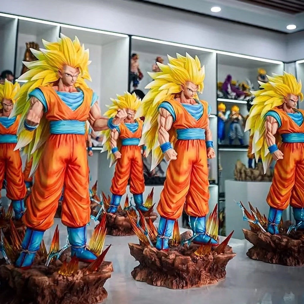 35cm/13.78inch Dragon Ball Z Son Goku Ssj3 Figure LED base Super Saiyan 3 Goku Pvc Action Figures Collection Model Toys Gifts