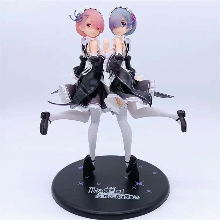 25cm Re:ZERO Starting Life in Another World Anime Figure Rem & Ram Twins Action Figure Rem/Ram Figure Collection Model Doll Toys