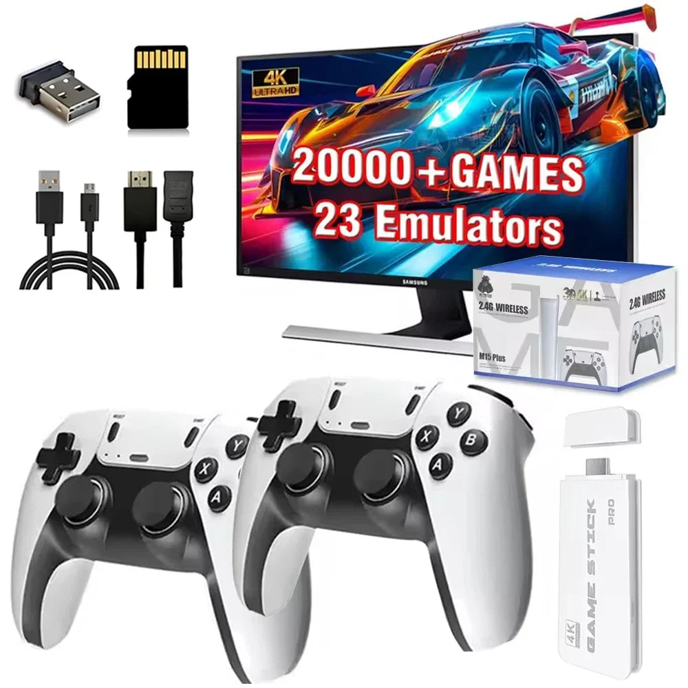 M15 Retro Game Console 64GB 20000+game 4K High-definition Output Handheld Video Game Stick 20+emulator GBA PS1 Arcade Game