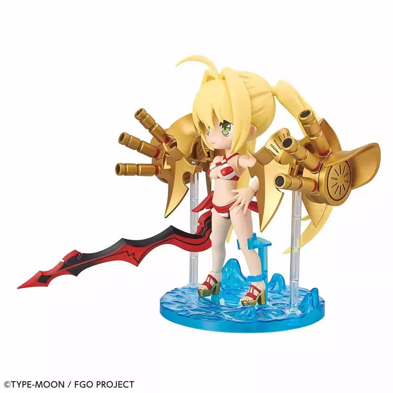 Bandai Original Fate/Grand Order Petitrits fgo Caster Nero Claudius Anime Action Figure Collection Plastic Model Kit Assembly