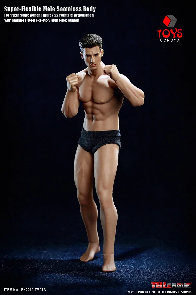 TBLeague Phicen TM01A TM02A 1/12 Suntan Skin Super-Flexible Seamless Steel Stainless Skeleton Male Body 6'' Action Figure Doll