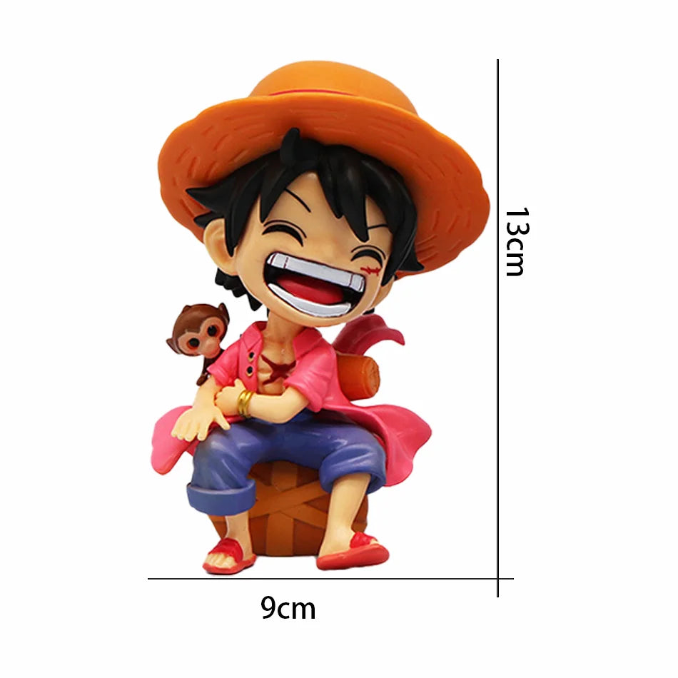 One Piece Handheld Luffy Solon Portgas·D· Ace Sitting Yamato versión Q juego de moda dibujos animados Anime coche ornamento rega