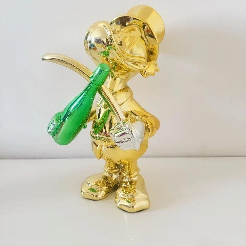 Disney Anime Figuras Donald Duck Open Wine Bottle Statue Resin Model Cartoon Mickey Mouse Donacdduck Animal Figurine Disney Toy