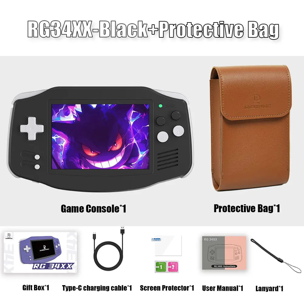 ANBERNIC NEW RG34XX Retro Game Console With 32G TF Card Portable Gaming Console 3.4 Inch IPS Screen 3500mAh Battery HDMI-Out