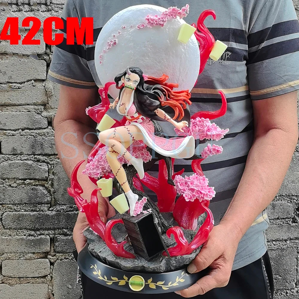 42cm Kamado Nezuko Figure Anime Girl PVC Action Figure Toy Game Statue Light Adult Collection Model Doll Gift