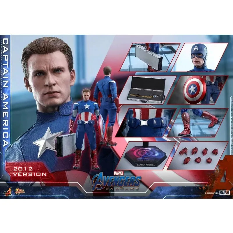 Original Hot Toys MARVEL AVENGERS ENDGAME Captain America 2012 Version Anime Figure Toys Model Collection