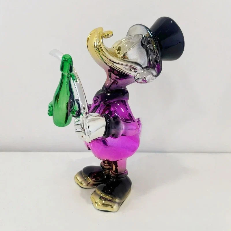 Disney Anime Figuras Donald Duck Open Wine Bottle Statue Resin Model Cartoon Mickey Mouse Donacdduck Animal Figurine Disney Toy