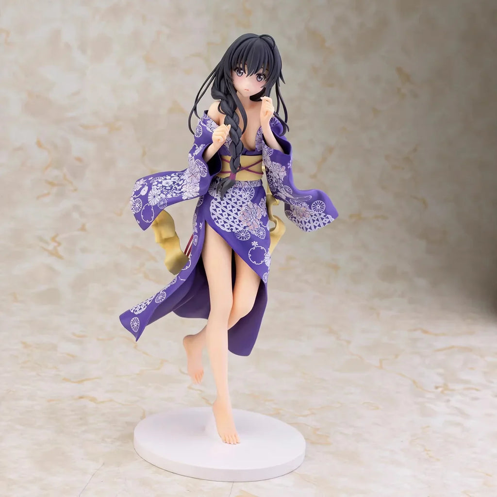 26cm Yukinoshita Yukino Figur Oregairu Stehende Pose Yukata Anime Sammlerstück Verpackte Desktop Deko Figur für Otaku Fans