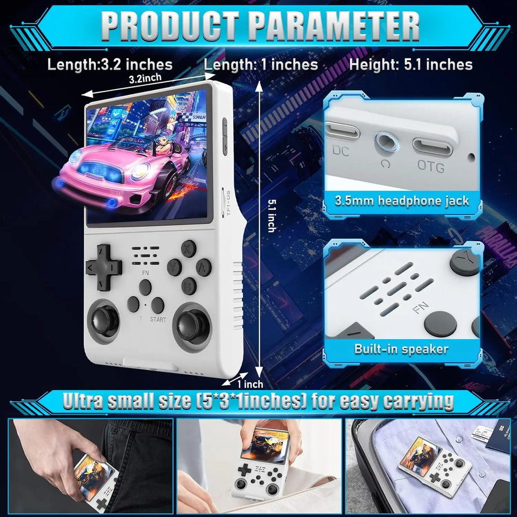  R40S Pro 30000 Games Retro Handheld Game Console 3.5 Inch IPS Screen Portable Pocket Video Player 256GB Games Kid Gift