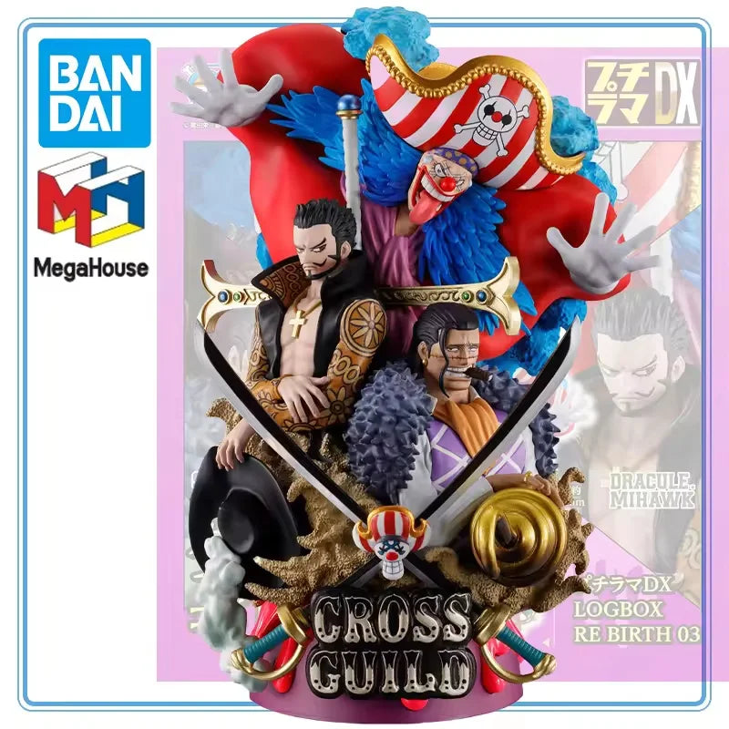 Bandai Megahouse Original One Piece Douke No Buggy Dracule Mihawk Sir Crocodile Puchirama Dx Log Box Re Birth 03 Cross Guild