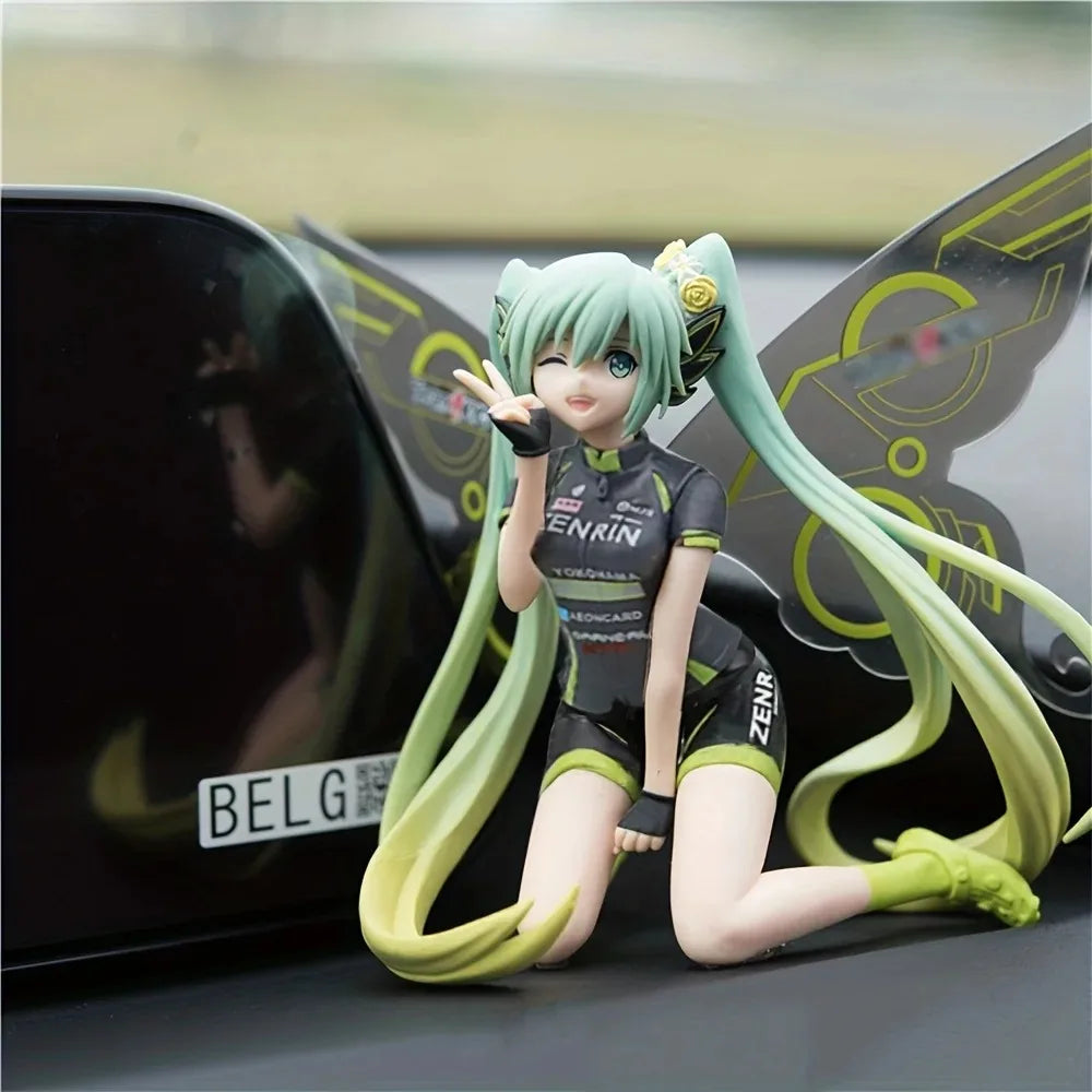 Anime Figure 12Cm Hatsune Miku Action Figures Kawaii Racing Butterfly Hatsune PVC Collectible Model Toys Girl Gift