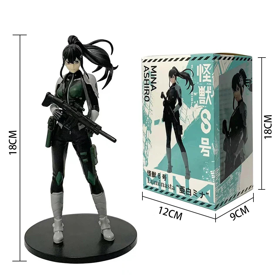 4PCS Amine Kaiju No. 8 Figure Kafka Hibino Mina Ashiro Skeleton Creative Cartoon PVC Model Toys Kids Action Statue Doll Gifts