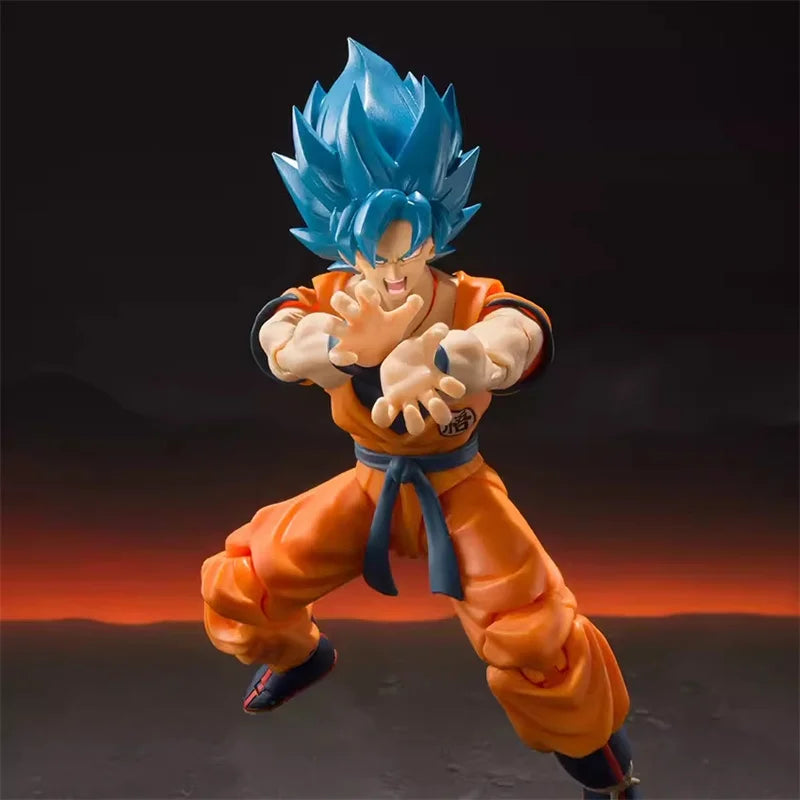 Original Bandai Shfiguarts Kakarotto Son Goku Anime Figure Toys Shf Super Saiyan Blue Hair Action Moveable Joint Pvc Model Toys