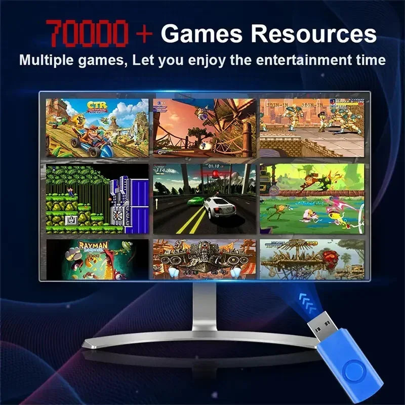 Retro Gaming Console 70000+ Games 2TB T8 Loaded For Wii PS2 DC PSP GAMECUBE Plug-and-Play On TV Windows 11 Children's Gift